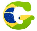 Letter G of the alphabet - Flag of Brazil. White background