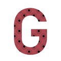 Letter G of the alphabet made with a pattern of sunflowers with a dark pink background