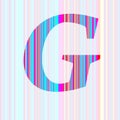 Letter G of the alphabet made with stripes with colors purple, pink, blue, yellow Royalty Free Stock Photo