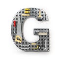 Letter G. Alphabet from the tools on the metal pegboard isolated Royalty Free Stock Photo