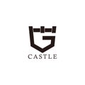 Letter g castle shape simple geometric logo vector