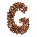Letter G from coffee alphabet isolated on white Royalty Free Stock Photo