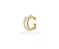 Letter G Floral Monogram Rounded Ornate Elegant Logo Design Royalty Free Stock Photo