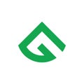 Letter g green mountain simple geometric logo vector