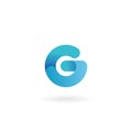 Letter G logo. Blue icon. Ribbon styled font.