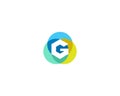 Letter g logo design. Colorful circles overlay icon logotype.