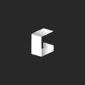 Letter G logo isometric shape typography design element, folded white thin sheets paper minimalist style