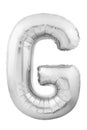 Letter G made of chrome silver inflatable balloon isolated on white background