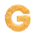 Letter G made from cookie isolated on white background Royalty Free Stock Photo