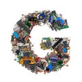 Letter G made of electronic components