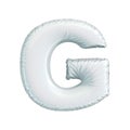 Letter G made of white balloon. 3d rendering isolated on white background Royalty Free Stock Photo