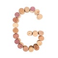The letter `G` is made of wine corks. Isolated on white background Royalty Free Stock Photo