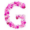 Letter G from orchid flowers isolated on white Royalty Free Stock Photo