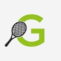 Letter G Padel Tennis Logo. Padel Racket Logo Design. Beach Table Tennis Club Symbol