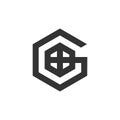 Letter g plus hexagonal window home shape logo vector