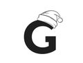Letter g with santa claus hat. alphabet element for Christmas and New Year design. isolated vector image Royalty Free Stock Photo