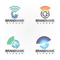 Letter G Signal Connect Circle Wireless Internet Wifi Logo Design Template