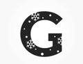 Letter g with snowflake and snow. alphabet element for Christmas, new year and winter design Royalty Free Stock Photo