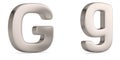 Letter g from steel solid alphabet isolated on white background. 3D illustration Royalty Free Stock Photo