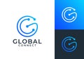 letter G technology logo. globe data connection line art icon design Royalty Free Stock Photo