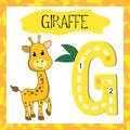 Letter G uppercase cute children colorful zoo and animals