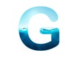 Letter G of water alphabet, aqua concept fresh water a to z, 1 to 0