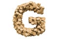 Letter G from wooden boxes. 3D rendering Royalty Free Stock Photo