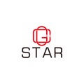 Letter gc star overlapping line design symbol logo vector Royalty Free Stock Photo
