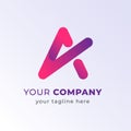 Letter A Geometric Shape Magenta Purple Gradient. Vector Logo Design Template Royalty Free Stock Photo