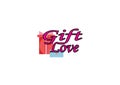 Gift love simple illustration with red gift and letter