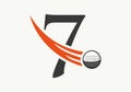 Letter 7 Golf Logo Design Template. Hockey Sport Academy Sign, Club Symbol