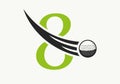 Letter 8 Golf Logo Design Template. Hockey Sport Academy Sign, Club Symbol