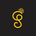 Letter gs crown ribbon logo vector