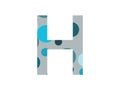 letter H of the alphabet made with several blue dots and a gray background