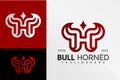 Letter H Bull Horned Logo Design Vector illustration template