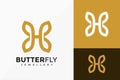 Letter H Butterfly Creative Logo Vector Design. Abstract emblem, designs concept, logos, logotype element for template