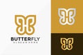 Letter H Butterfly Logo Design. Abstract emblem, designs concept, logos, logotype element for template Royalty Free Stock Photo