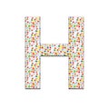 The letter H Capitl with colorful circuits inscriptions