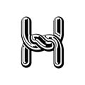 Letter H Celtic font. norse medieval ornament ABC. Traditional a