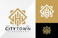 Letter H City Town Company Logo Design Vector illustration template Royalty Free Stock Photo