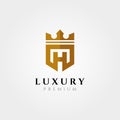 Letter h creative logo type with crown vector symbol illustration design Royalty Free Stock Photo