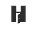 Letter H Door Logo Design Combined With Minimal Open Door Icon Vector Template Royalty Free Stock Photo