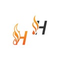 Letter H and fire waves, logo icon concept design Royalty Free Stock Photo