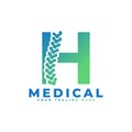 Letter H with Icon Spine Logo. Usable for Business, Science, Healthcare, Medical, Hospital and Nature Logos