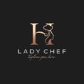 Letter H Lady Chef, Initial Beauty Cook Logo Design Vector