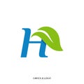 Letter H with Leaf logo design concept vector. Initial H Nature logo template Royalty Free Stock Photo