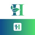 Letter H and leaf logo vector, Eco Logo Design. Letter H Vector Royalty Free Stock Photo