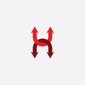 letter h logo arrows red symbol vector