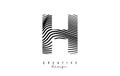 Letter H logo with black twisted lines. Creative vector illustration with zebra, finger print pattern lines