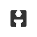 Letter H  Logo, Candle or Torch, Black and white, Isolated on White Background, Vector Illustration Design Royalty Free Stock Photo